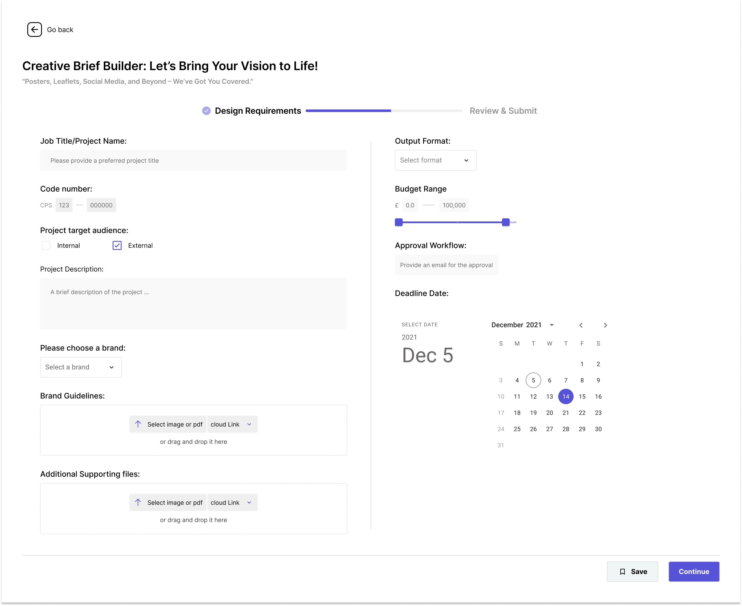 Project Workflow - Create a project request