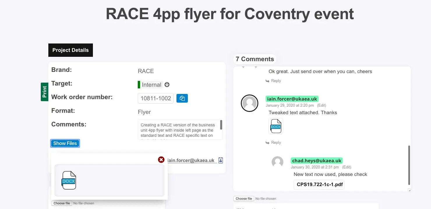 Project Workflow - Project page